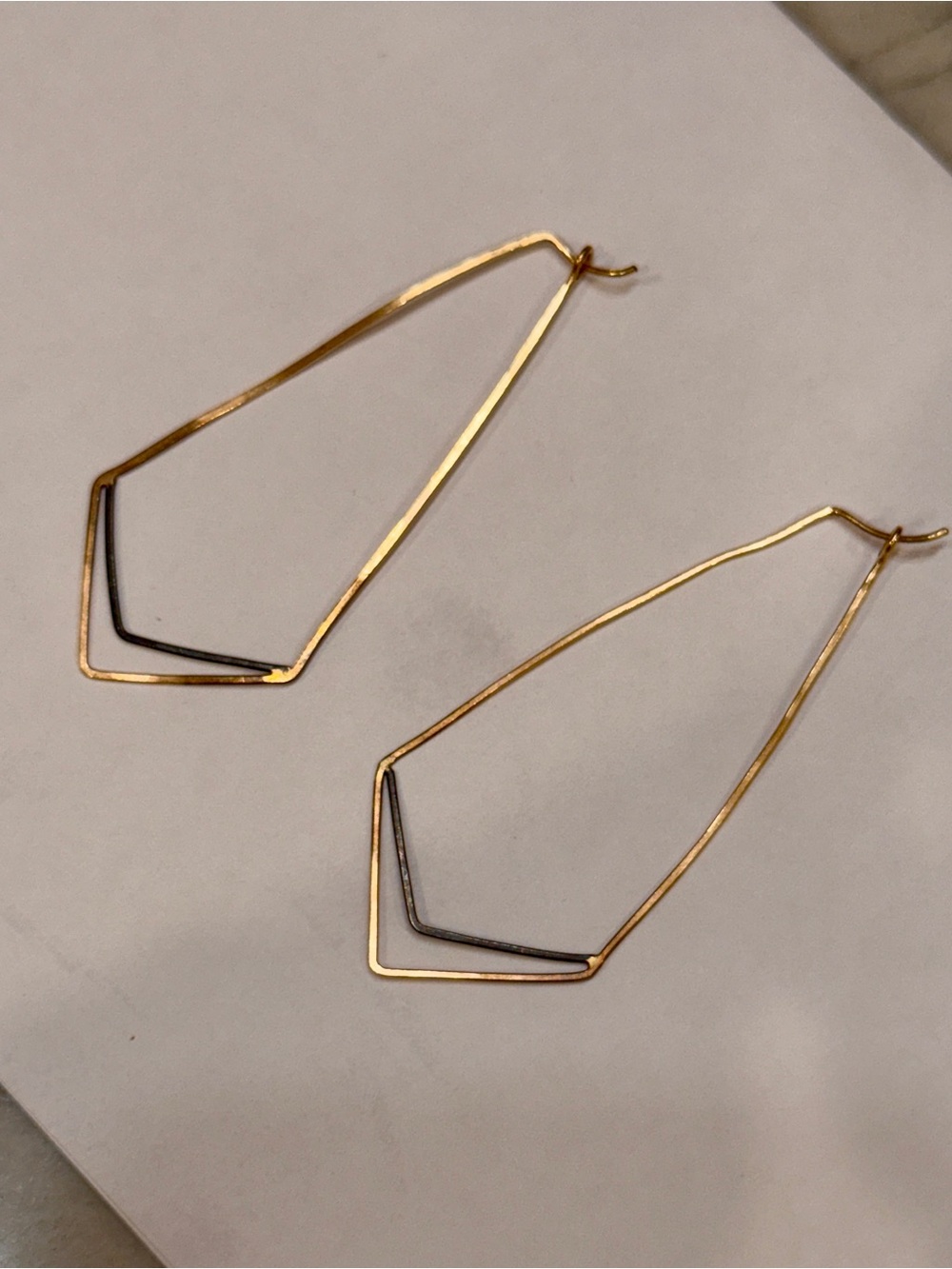 Free People Gold Delicate Geometric Drop Earrings with Silver Accent